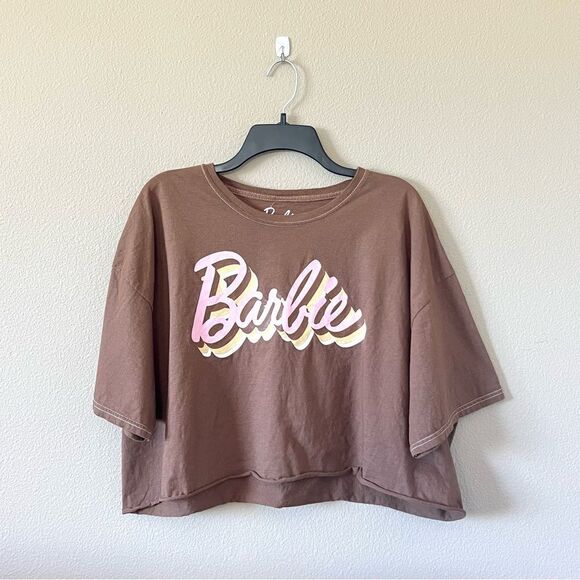 Barbie Short Sleeved Loose Fit Crop Top - Picture 1 of 4